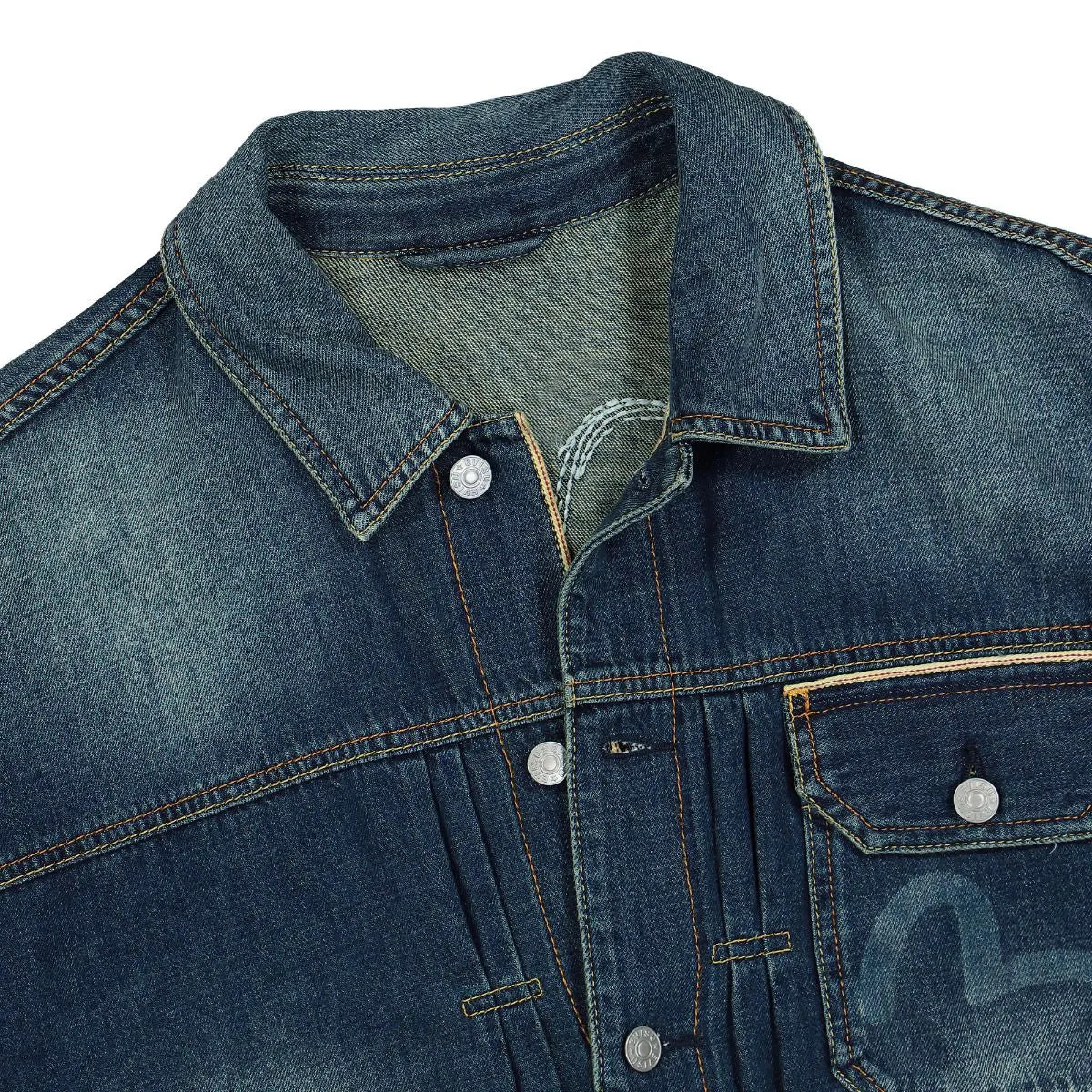 Evisu Daicock Discharged Print & Stitching Denim Jacket