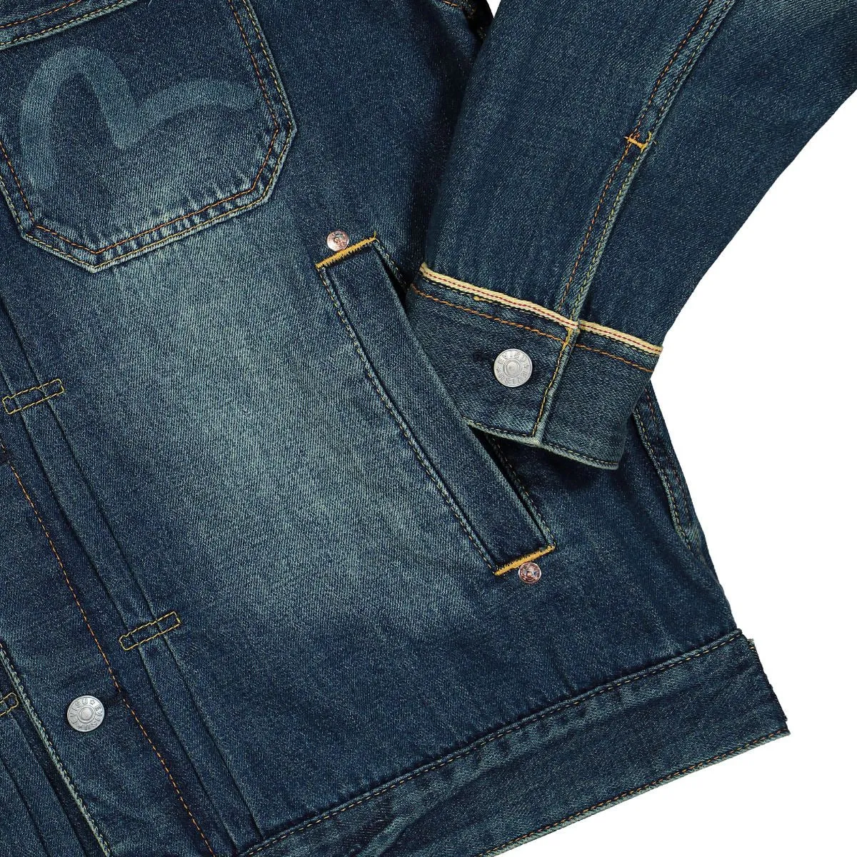 Evisu Daicock Discharged Print & Stitching Denim Jacket