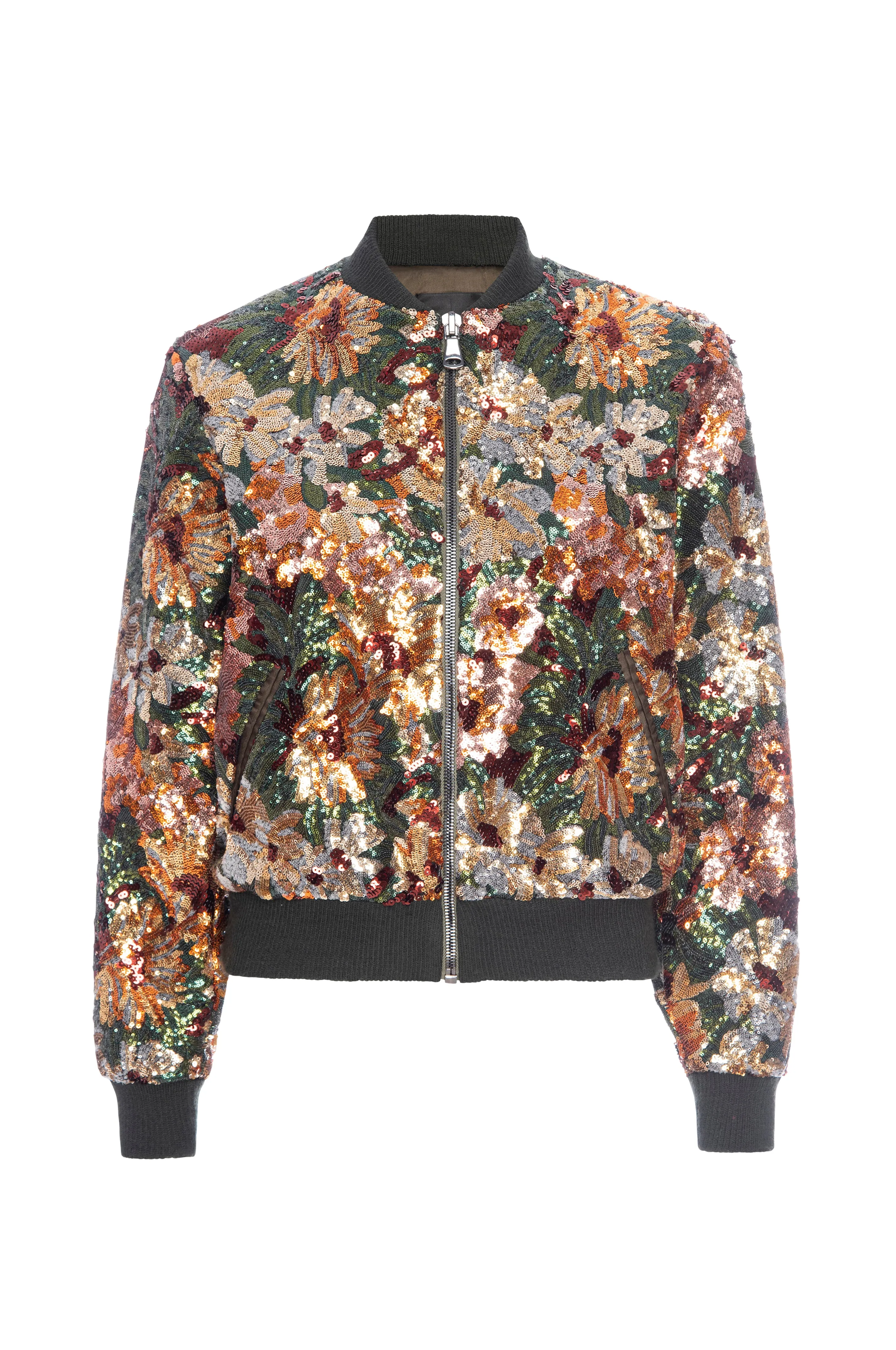 Fall Floral Sequin Bomber