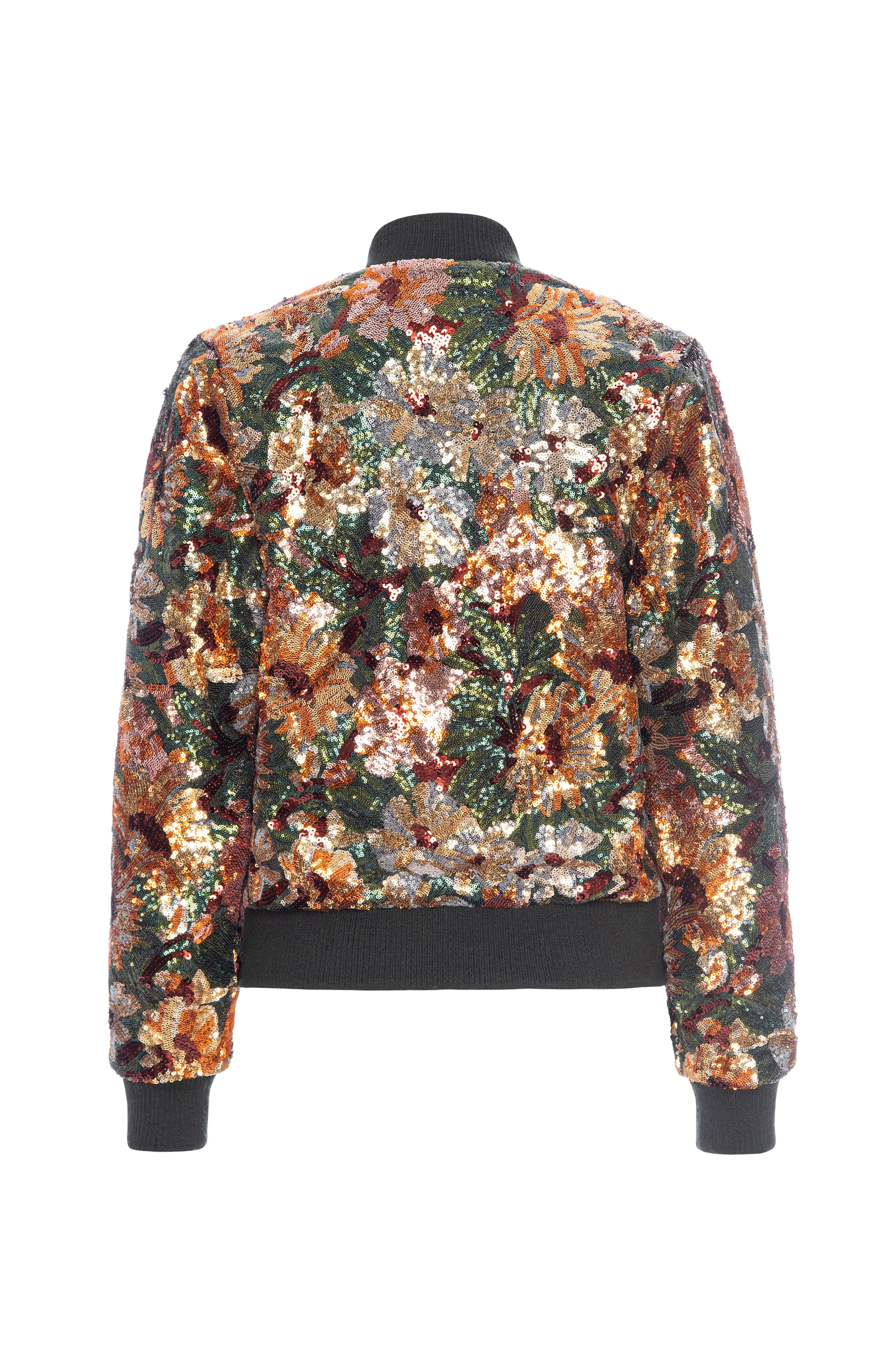 Fall Floral Sequin Bomber