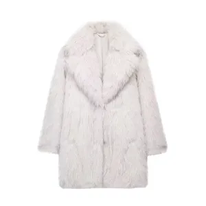 Faux Fur Collared Long Sleeve Coat