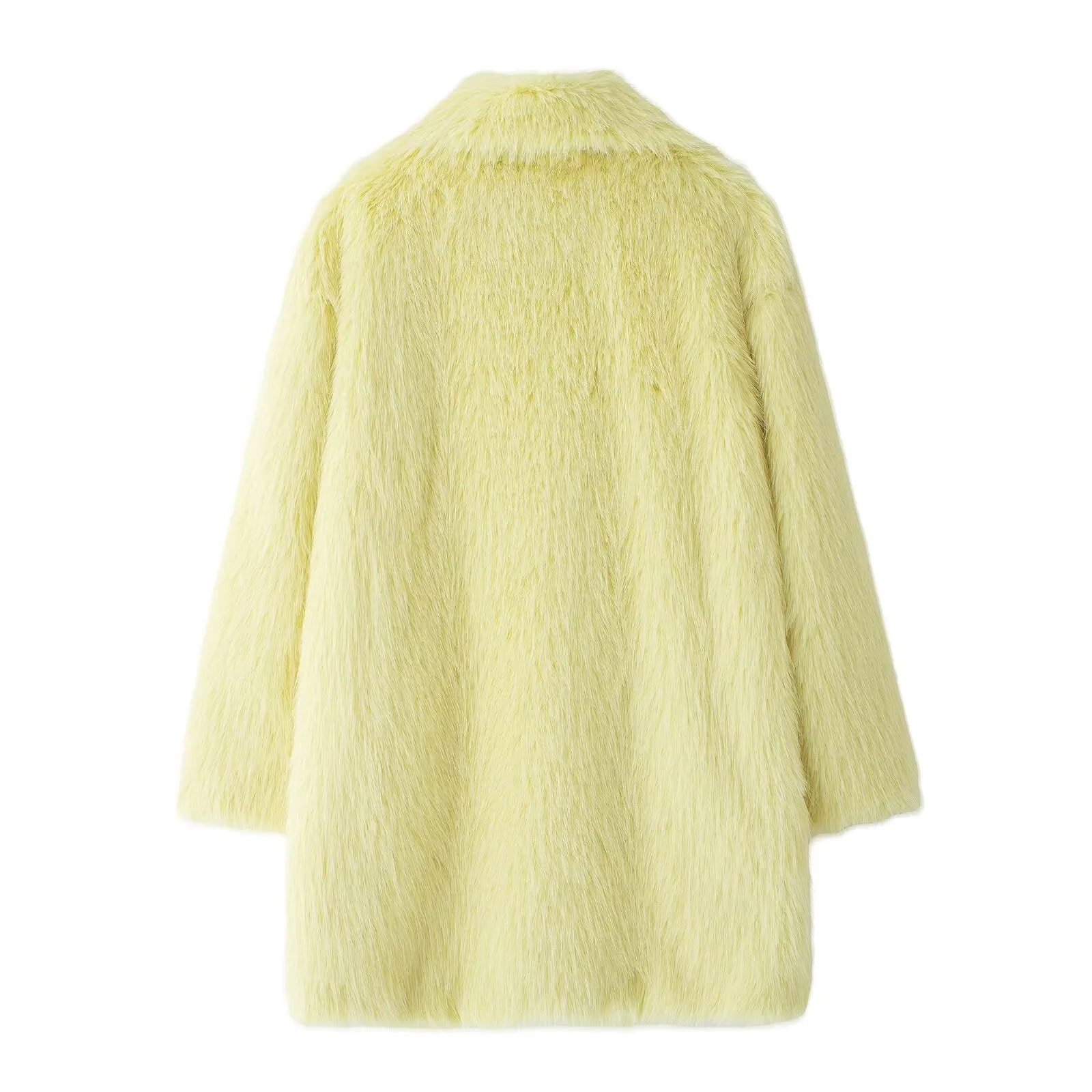 Faux Fur Collared Long Sleeve Coat