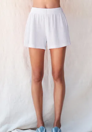 Faux Sherpa Shorts White