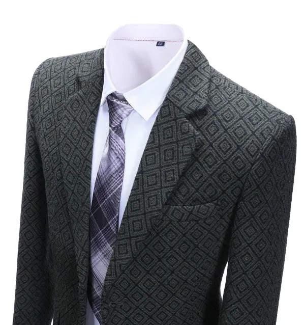 Formal Men's Business Plaid Notch Lapel Blazer