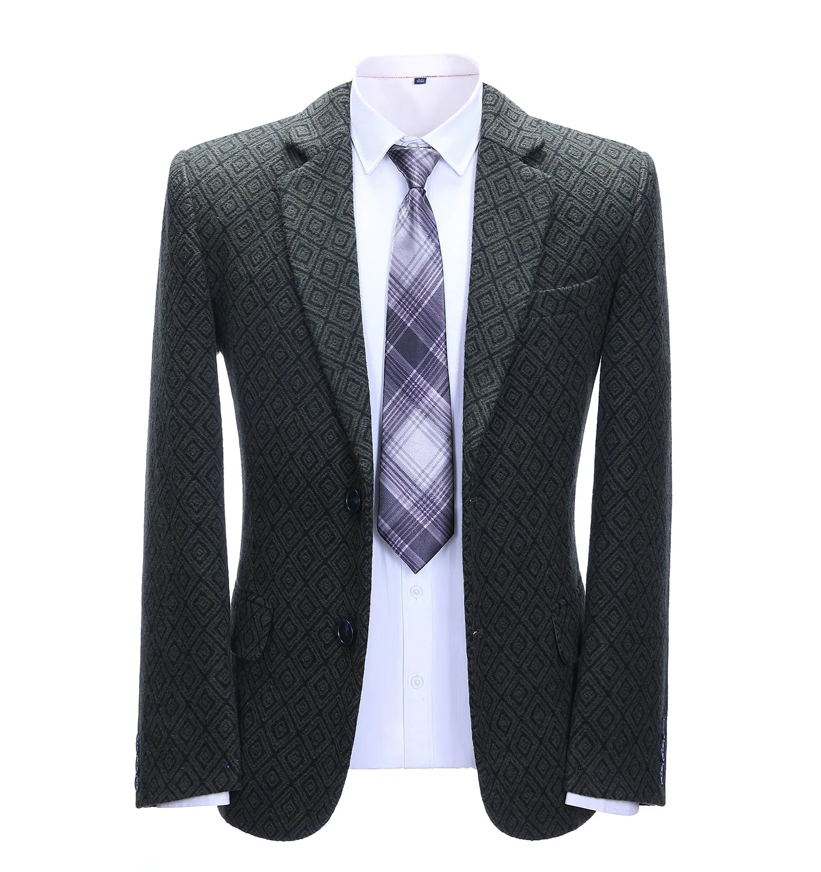 Formal Men's Business Plaid Notch Lapel Blazer