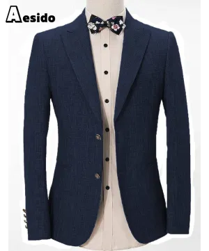 Formal Men's Regular Peak Lapel Blazer for Weddings