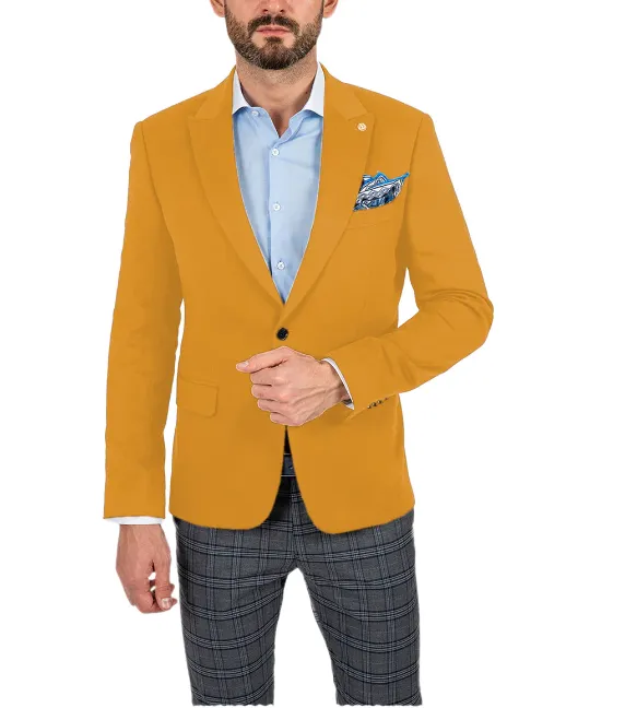 Formal Men's Slim Fit Peak Lapel Flat Blazer