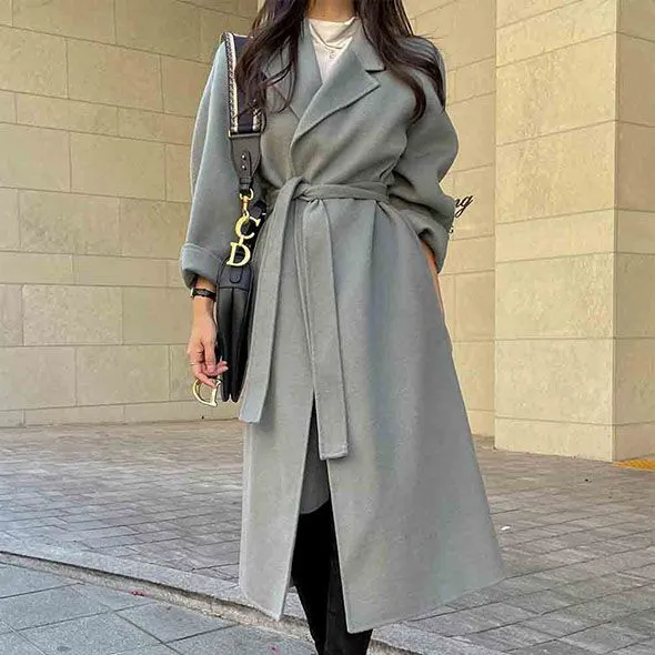 Free Shipping Camel Cashmere long Wool Trench Coat Womens