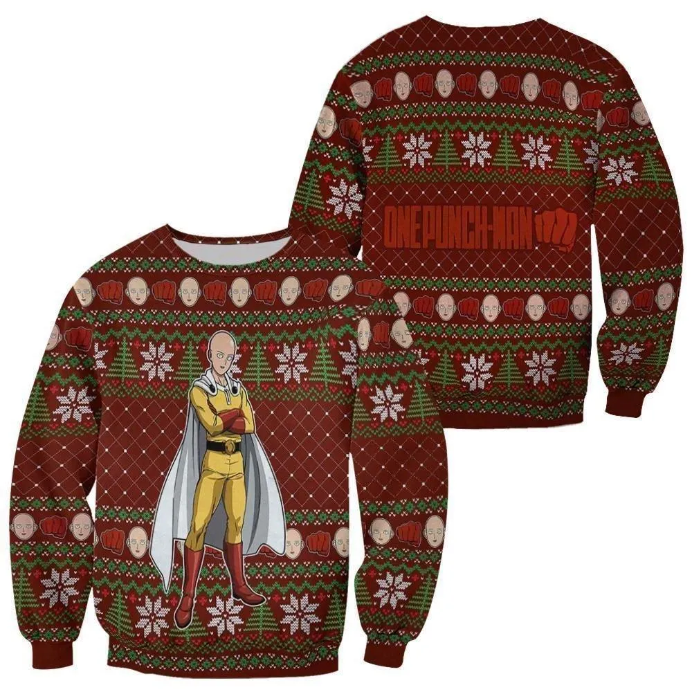 Giftngon - Saitama Ugly Christmas Sweater One Punch Man Anime Xmas Gift