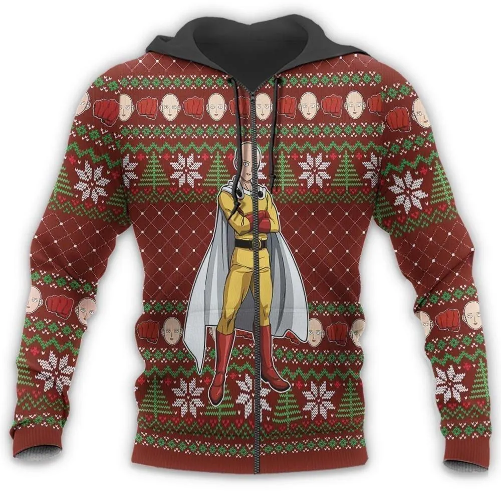 Giftngon - Saitama Ugly Christmas Sweater One Punch Man Anime Xmas Gift