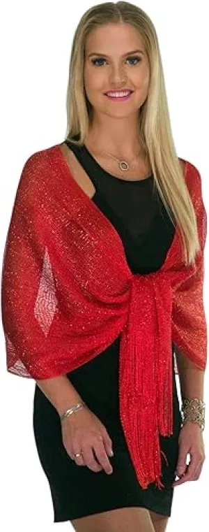 Glitter Lightweight So Soft Shawl Red