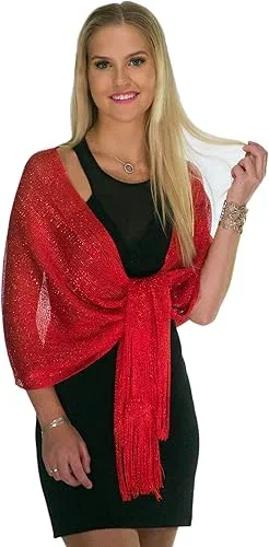 Glitter Lightweight So Soft Shawl Red