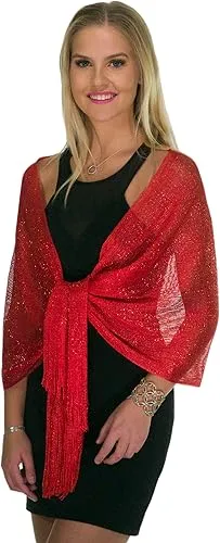 Glitter Lightweight So Soft Shawl Red