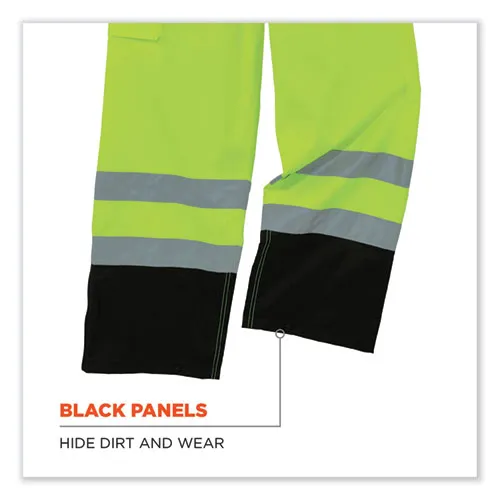 Glowear 8915bk Class E Hi-vis Rain Pants Black Bottom, 3x-large, Lime, Ships In 1-3 Business Days