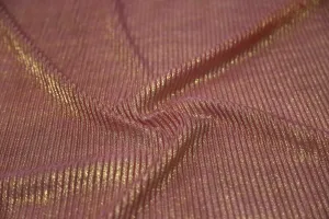 Golden Foil on Onion Pink Pleated Foil Knit Fabric