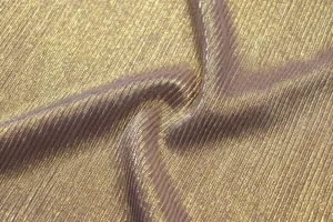 Golden On Lilac Foil Printed Pleated Knit Fabric