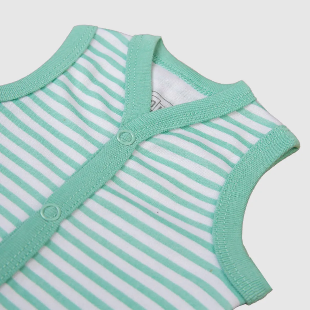 Green Star Sleeveless Baby Vest Set