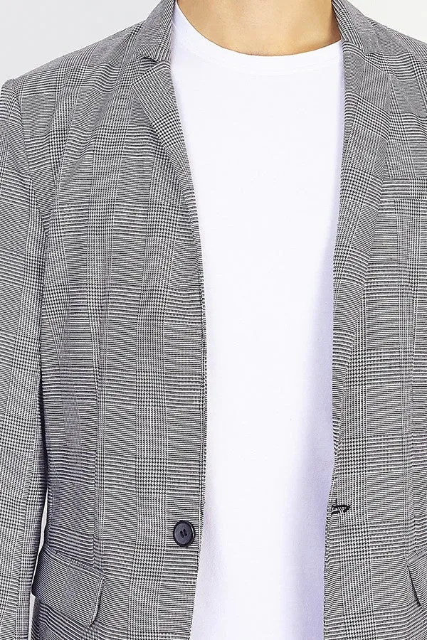 GREY PRINCE OF WALES CHECKED BLAZER