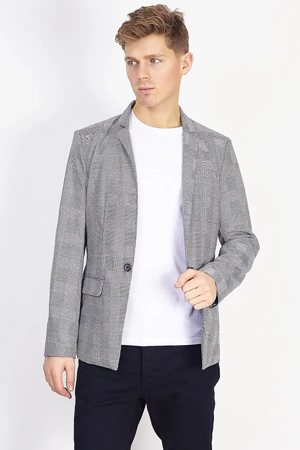 GREY PRINCE OF WALES CHECKED BLAZER