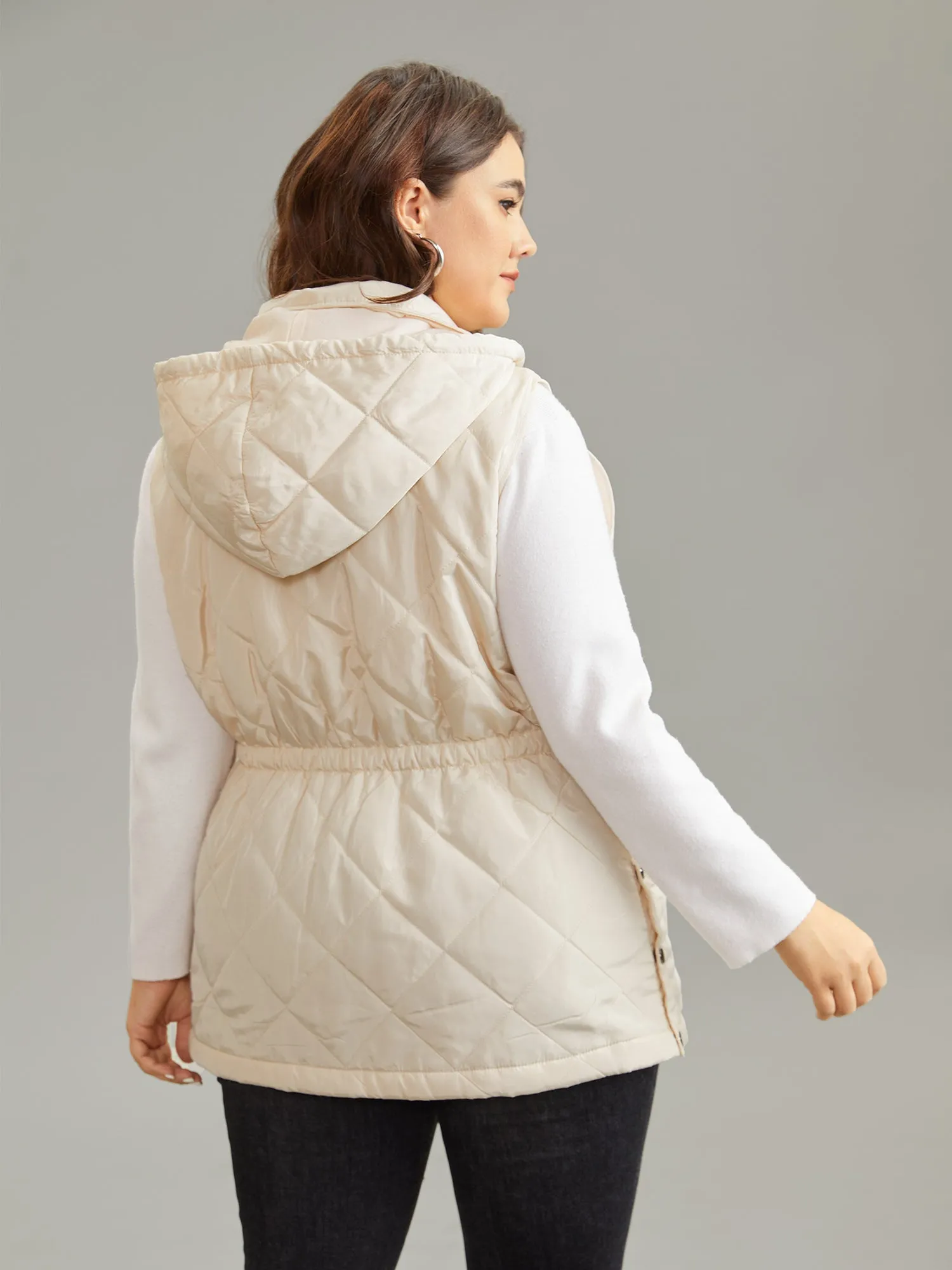 Hooded Quilted Split Hem Vest