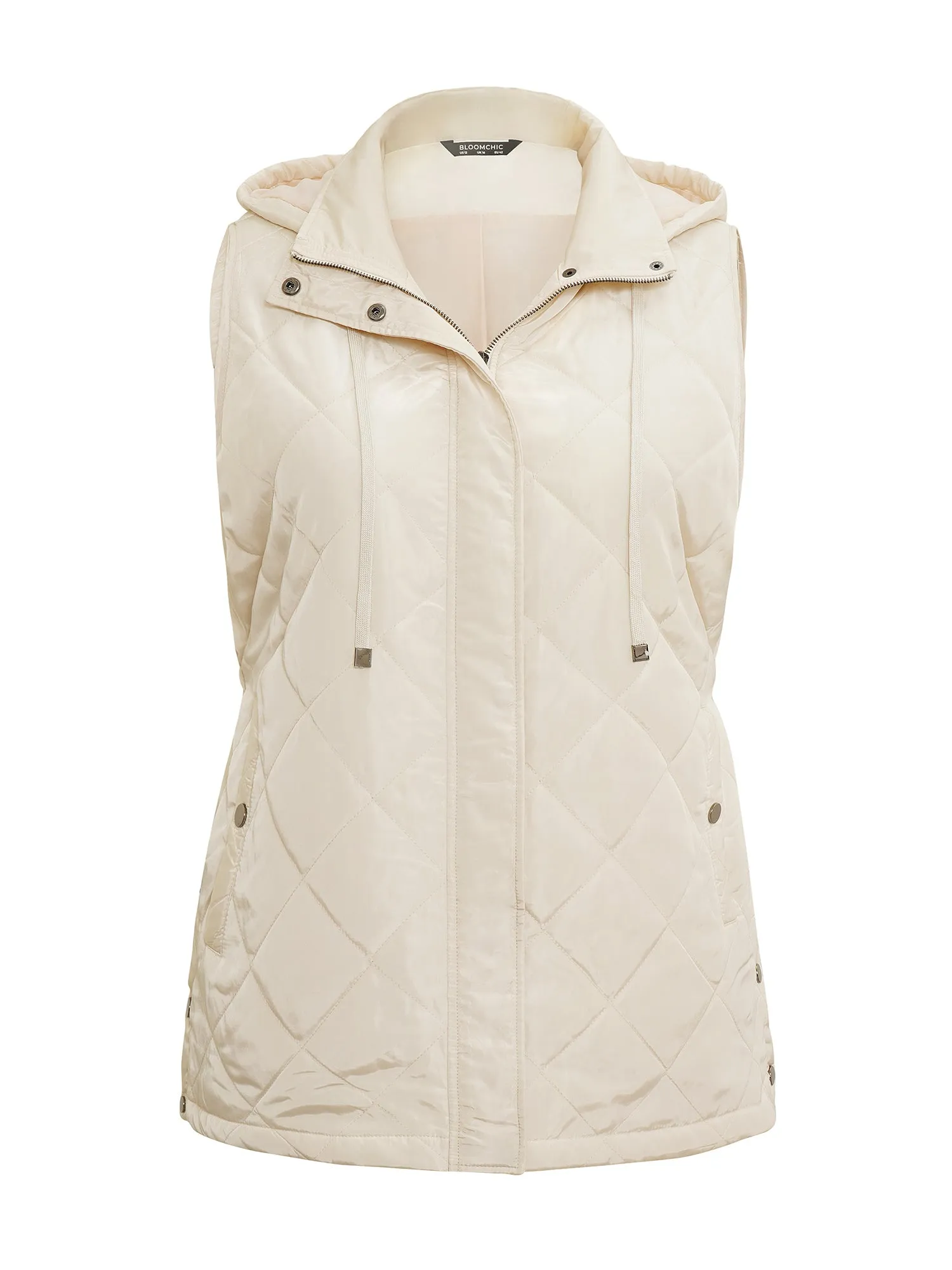 Hooded Quilted Split Hem Vest