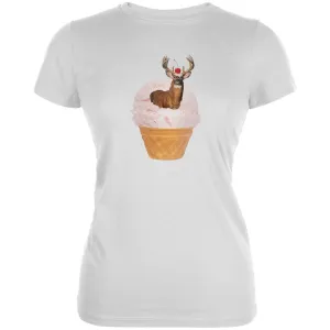 Ice Cream Cone Buck White Juniors Soft T-Shirt