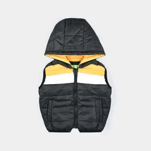 Infant Boys Mix taffeta Quilted Jacket S/L Color Block-W.Y.Black