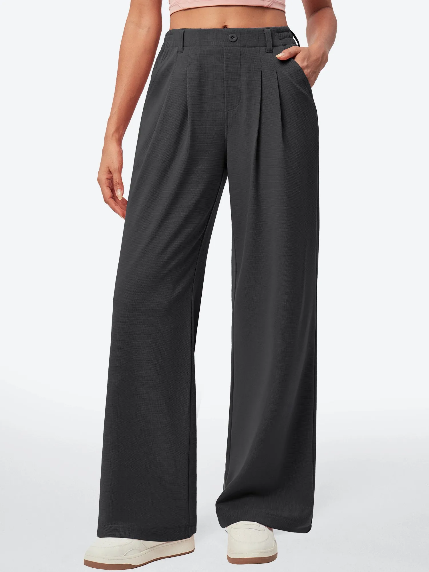 IUGA High Waisted Waffle Wide Leg Work Pants