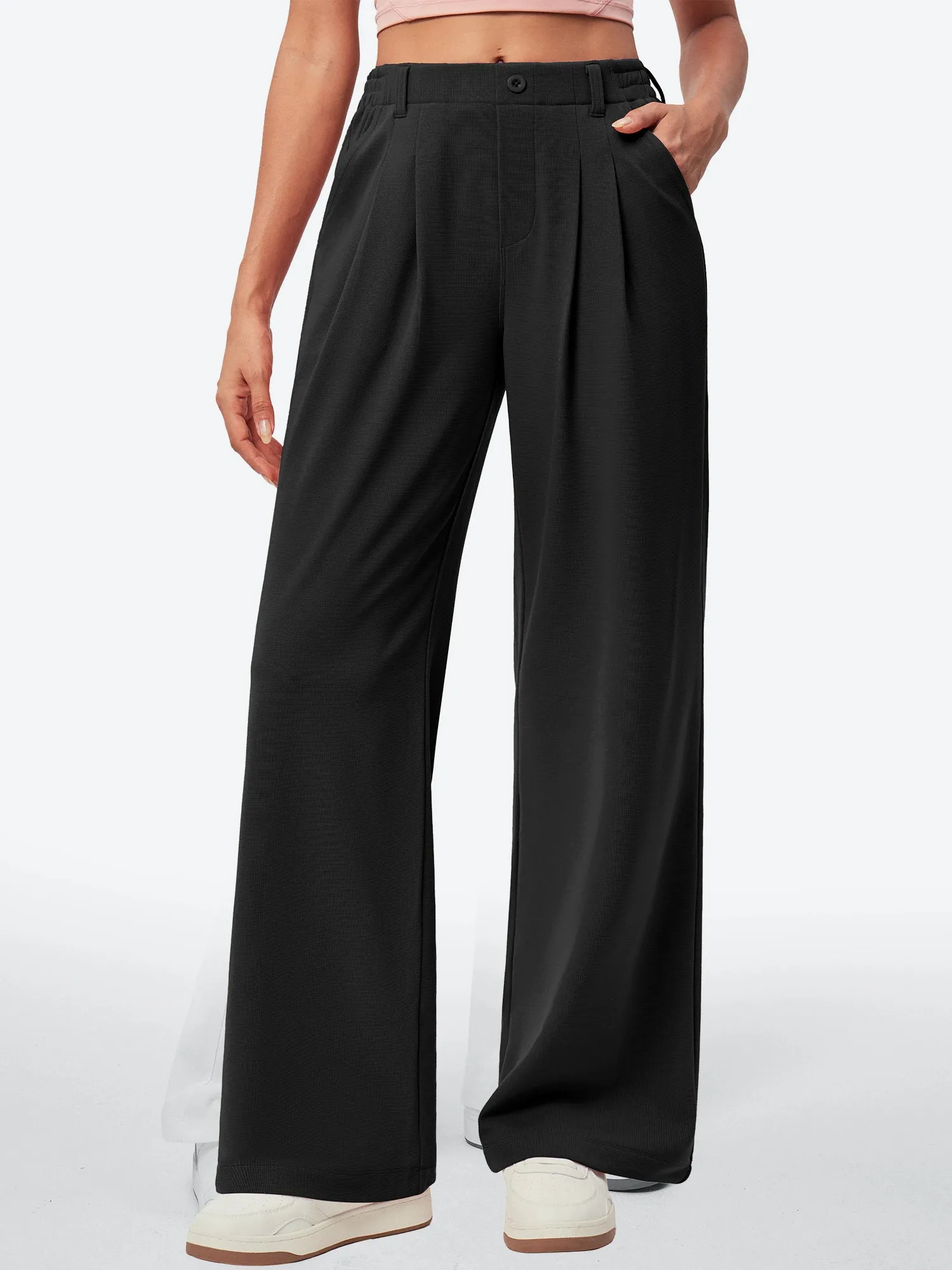 IUGA High Waisted Waffle Wide Leg Work Pants