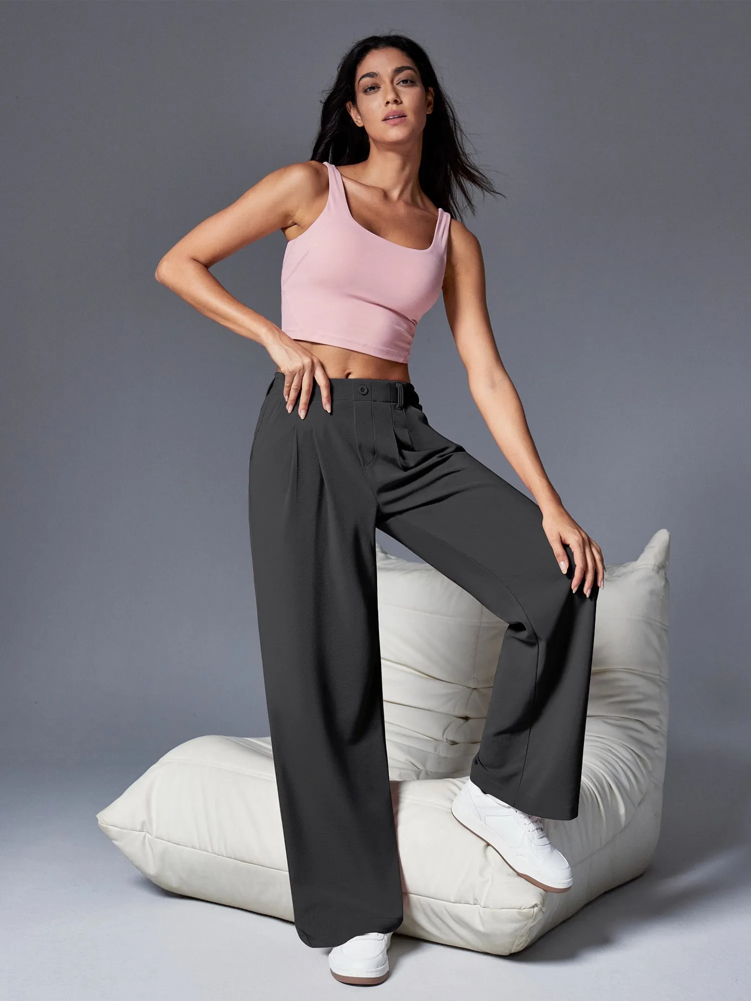 IUGA High Waisted Waffle Wide Leg Work Pants