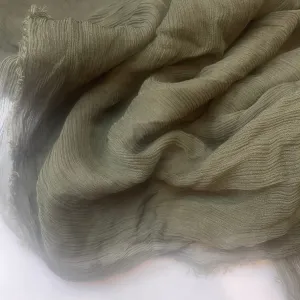 Khaki Crinkle Viscose Georgette