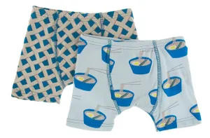 KicKee Pants Illusion Blue Ramen & Blueberry Pie Boys Boxer Briefs Set