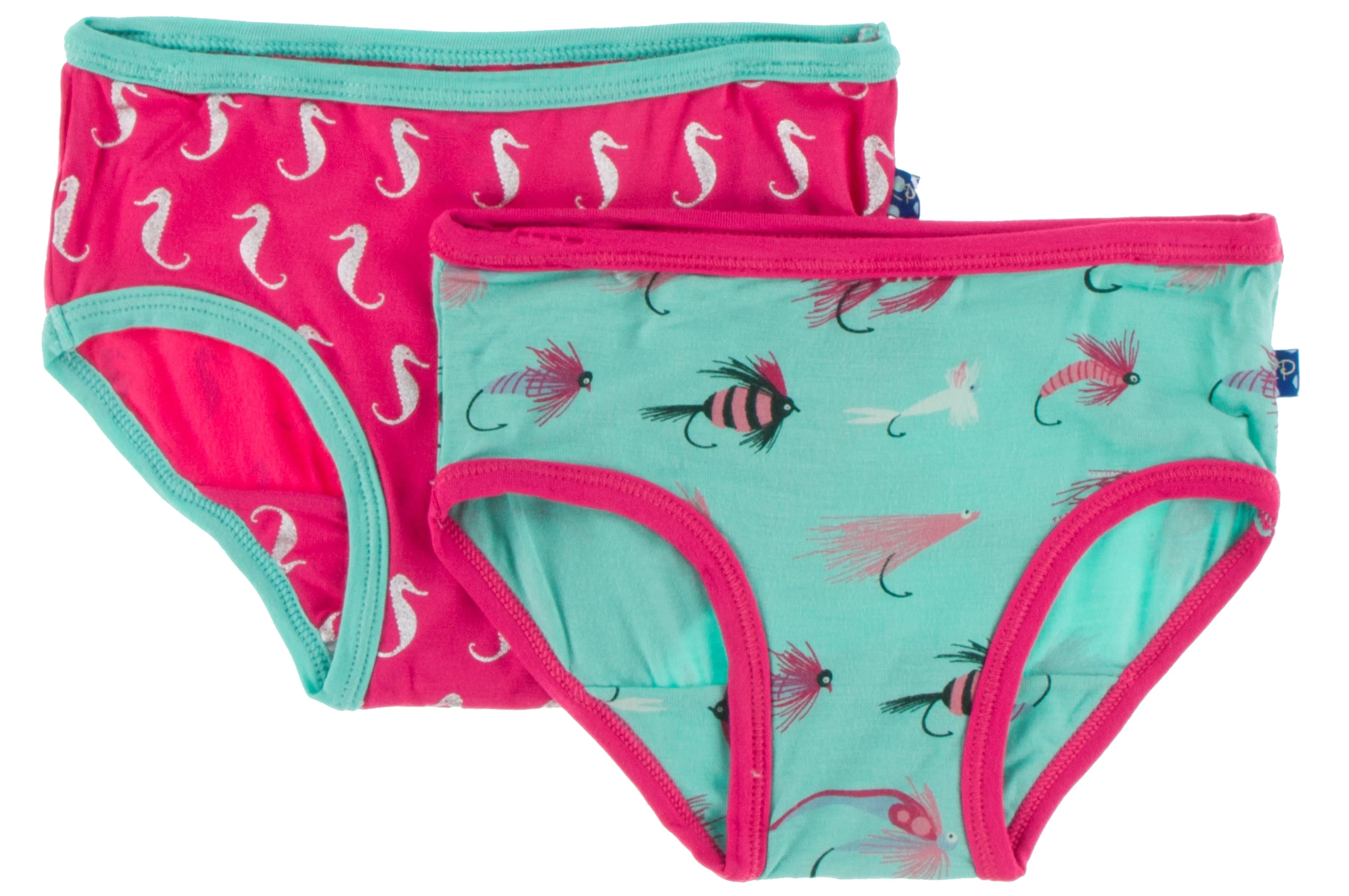 KicKee Pants Prickly Pear Mini Seahorse & Glass Fishing Flies Girls Underwear Set