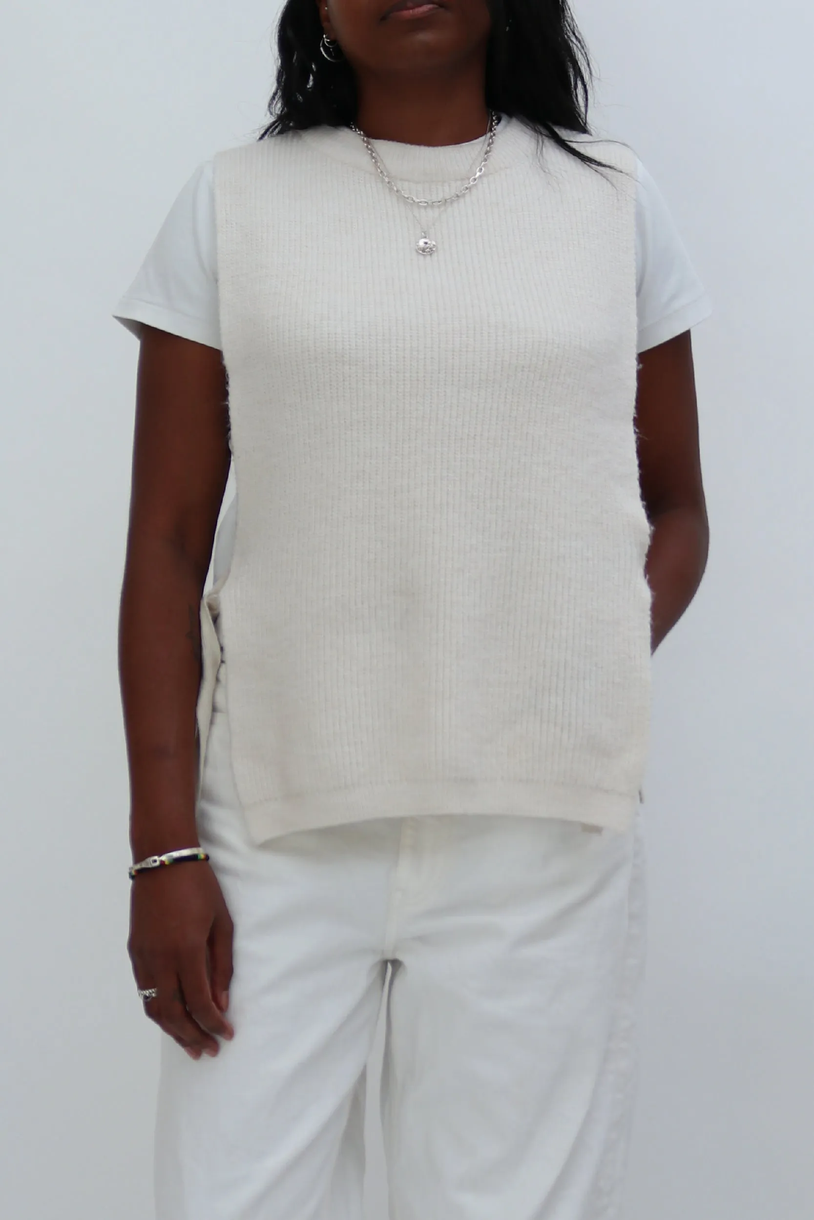 KNIT TABARD TIE VEST