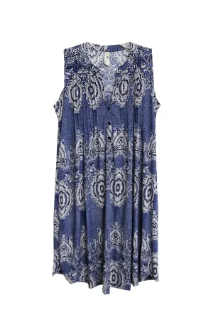 La Cera Shades of Denim Print Sleeveless Dress