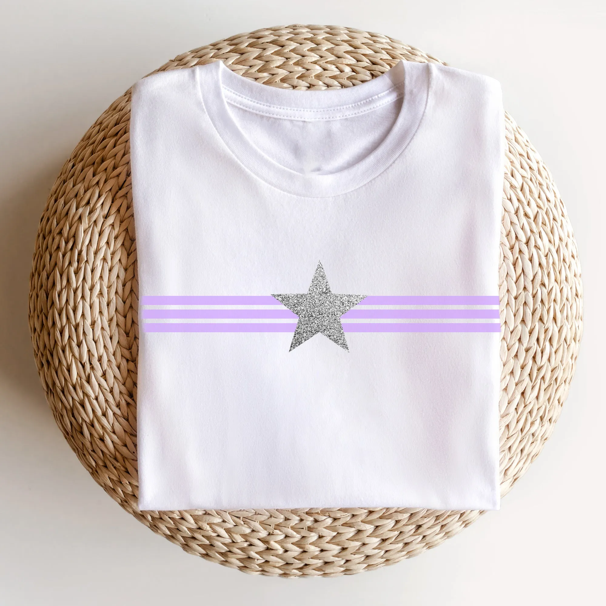 Ladies Spring Stripes and Glitter Star T Shirt