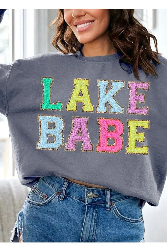 Lake Babe Oversized Graphic Fleece Sweatshirts