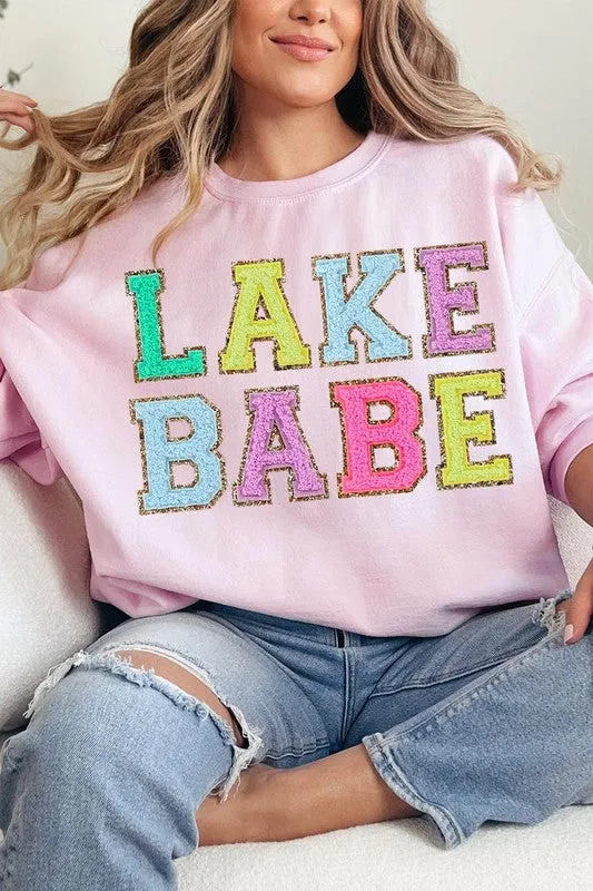 Lake Babe Oversized Graphic Fleece Sweatshirts