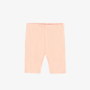 Legging court en tricot côtelé pêche, bébé || Peach ribbed knit short legging, baby