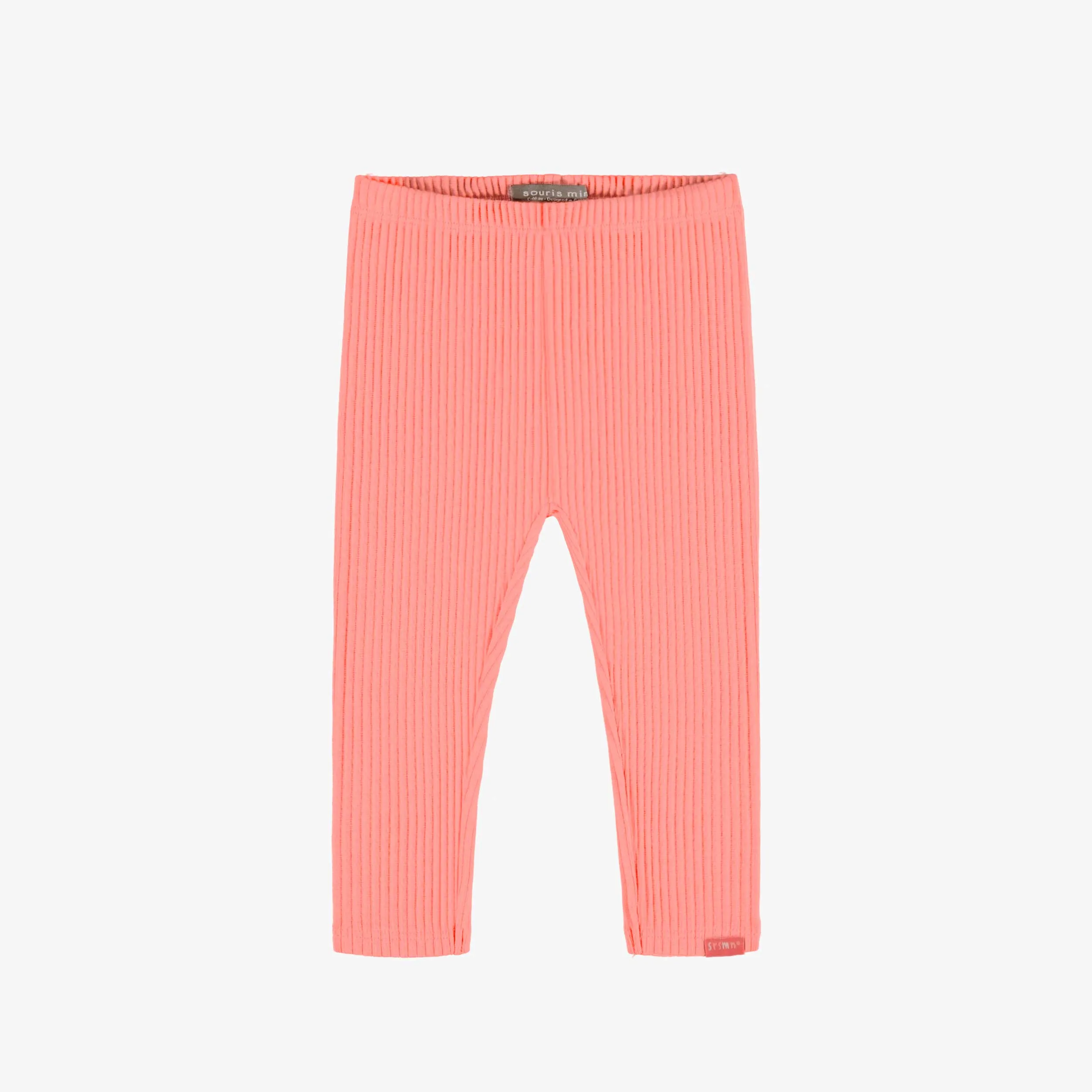 Legging long en tricot côtelé corail, bébé || Coral ribbed knit long legging, baby