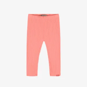 Legging long en tricot côtelé corail, bébé || Coral ribbed knit long legging, baby