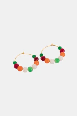 Lightweight Coloured Stones Hoop Earrings