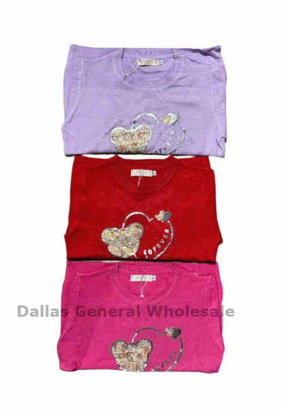 Little Girls Cute Bear Sweaters Wholesale