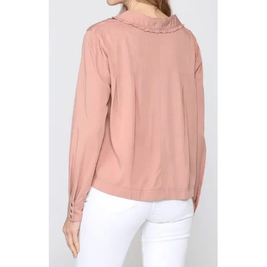 Long Sleeve Peach Collared Blouse