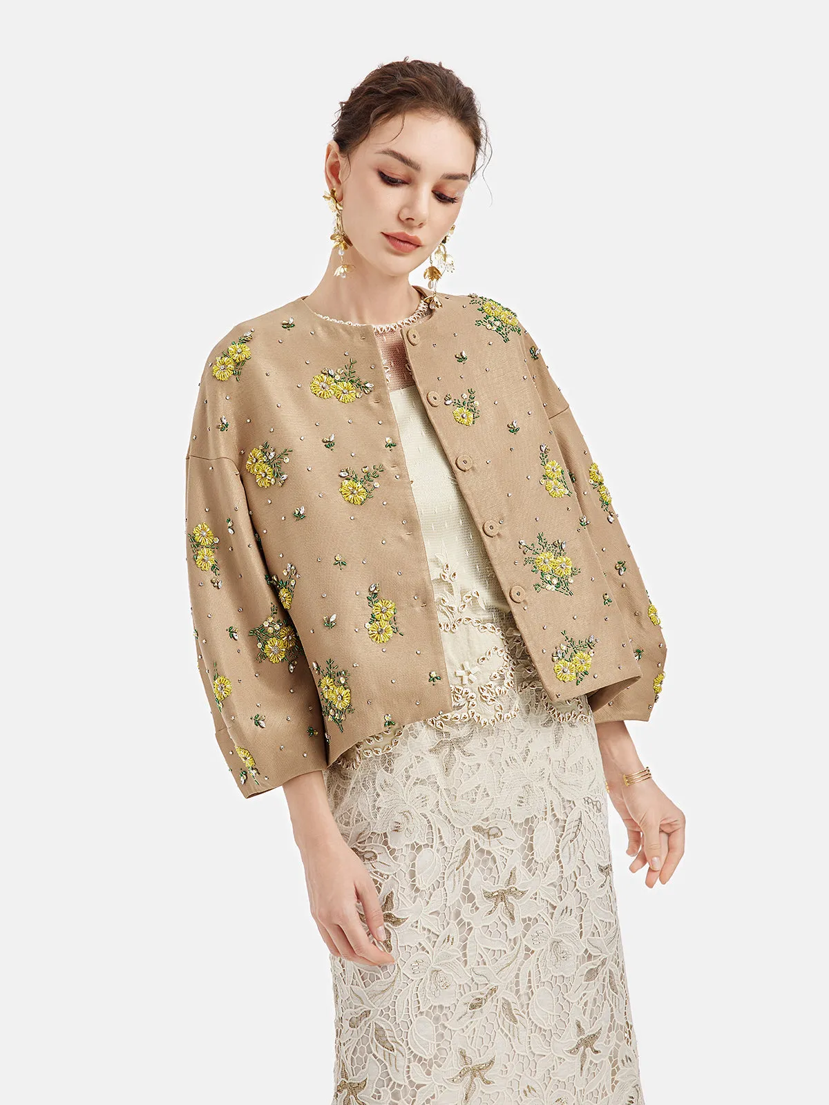 Luxury Silk Beaded Floral Jacket