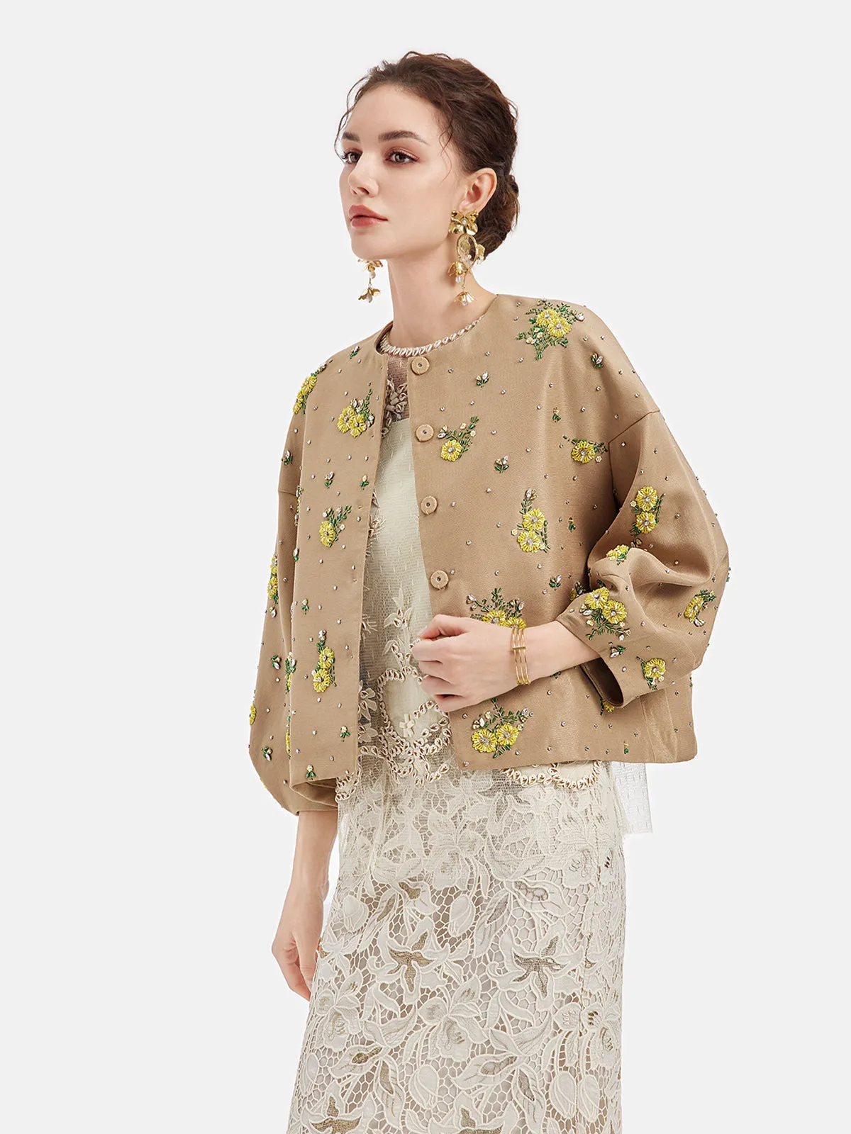 Luxury Silk Beaded Floral Jacket