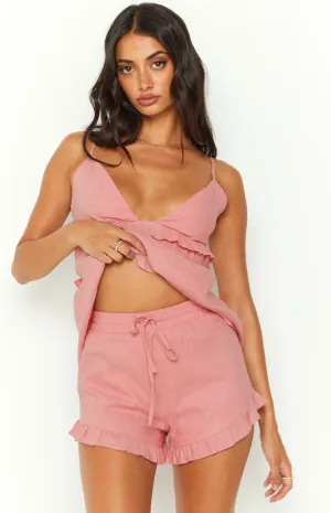 Lydia Pink Linen Blend Shorts