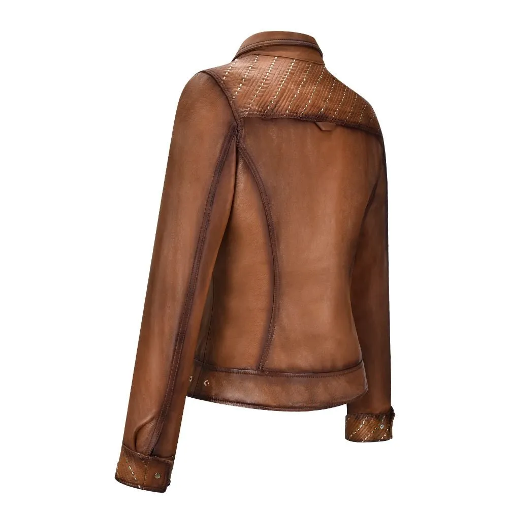 M258COC - Cuadra maple military blouson leather jacket for women