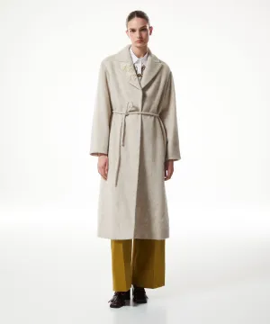 Machka Bow-Embroidered Textured Coat Natural