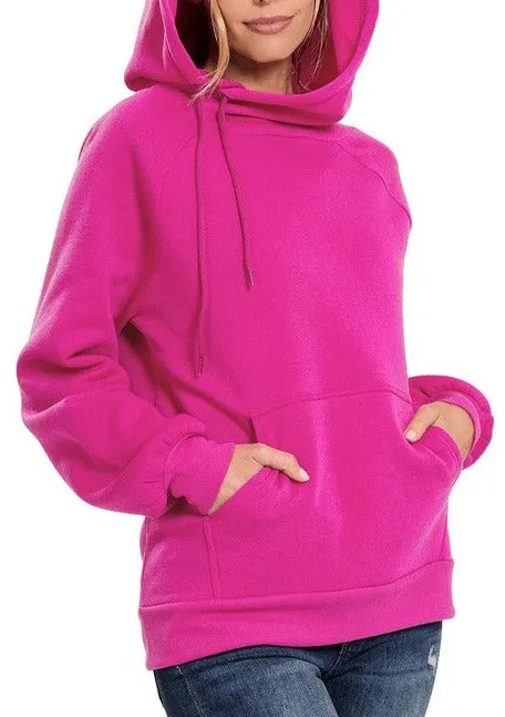 Magenta Side Tie Hoodie Sweatshirt